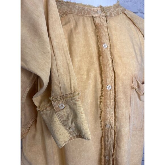 Easel Summer Breeze Mineral Washed Top Frayed Seams Tunic Length Size Large - Picture 5 of 11